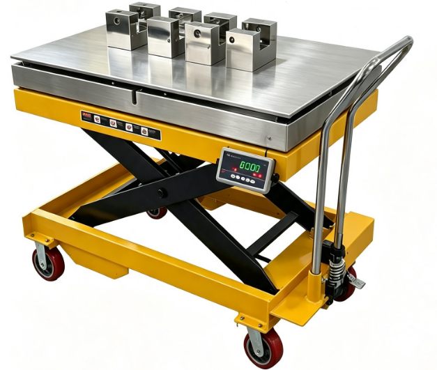 304 Stainless Steel Hydraulic Table Lifter Scale 2000kg 1100mm Max Lift IP68 Waterproof Digital Weighing Platform